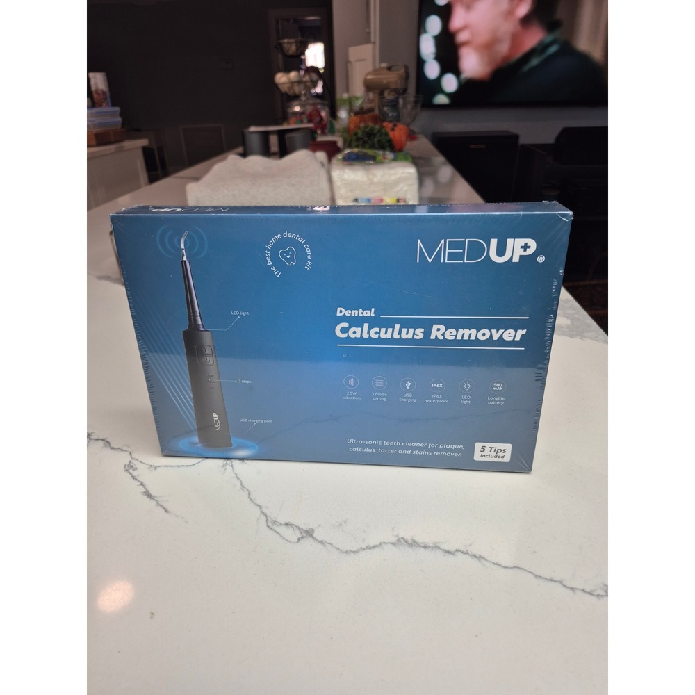 MEDUP Dental Calculus Remover Ultrasonic Tooth CleanUSB Charging LED Light 5 Tip